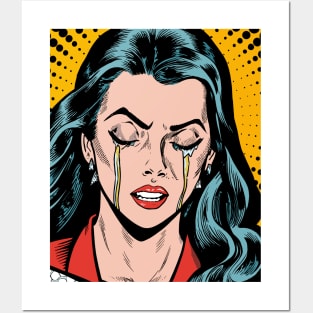 pop art crying girl Posters and Art